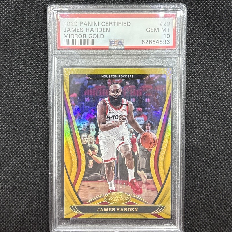 2020-21 Panini Certified Mirror Gold James Harden Houston Rockets /10 PSA 10