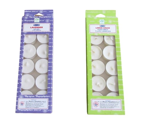 Satya Nag Champa T-Lite Candles, 12 Pack White Scented Tea Light Incense Candle - Picture 3 of 19