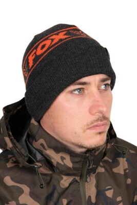 Fox Carp Fishing Head Wear Range Black Orange Collection Beanie Hat  UK