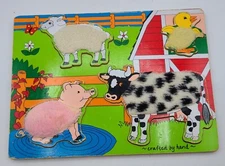 Melissa & Doug Farm Friends Fuzzy Wooden Puzzle Hand Crafted