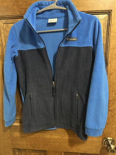 Columbia Jacket Blue Black Fleece Full Zip Youth Med 10-12 - Picture 2 of 4