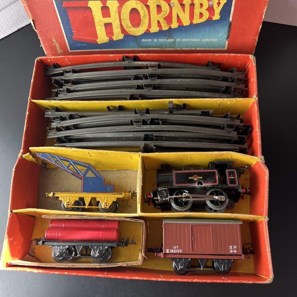 Hornby Train Set 45 Box With Engine 3 Cars And Track And Original