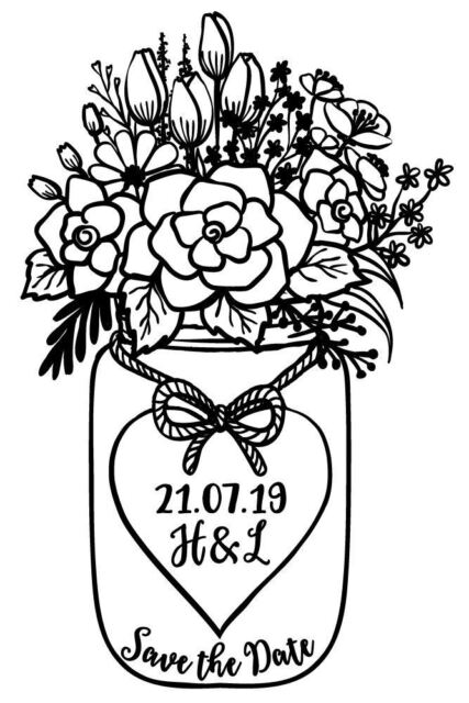 Save the Date jar of flowers - Personalised Laser Cut Rubber Stamp