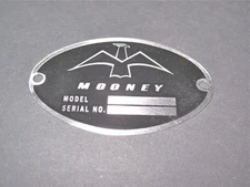 Classic Mooney Aircraft DEA Required "Aircraft Identification Data Plate" 