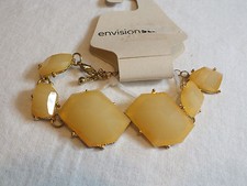 Beautiful Link Bracelet ENVISIONS Original Tag Soft Yellow Cabochons Adjustable