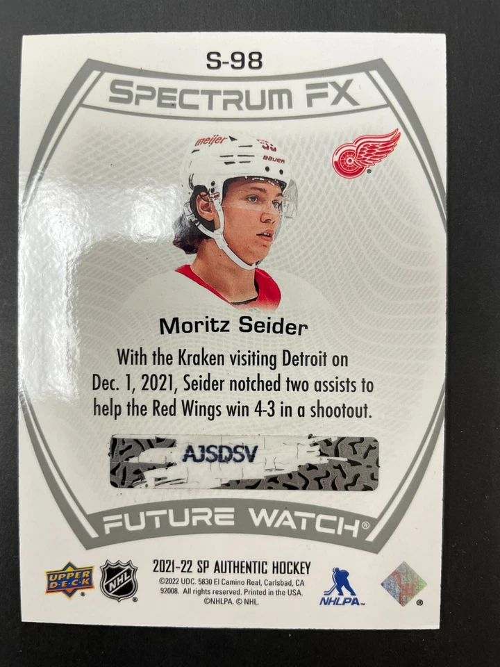 Moritz SEIDER RC 2021-22 SP Authentic Spectrum FX Future Watch S-98 Scratched - Image 2 of 2