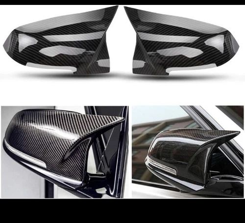 Door Rearview Mirror Cover Cap Carbon Fiber Replacement BMW (2 PCS)
