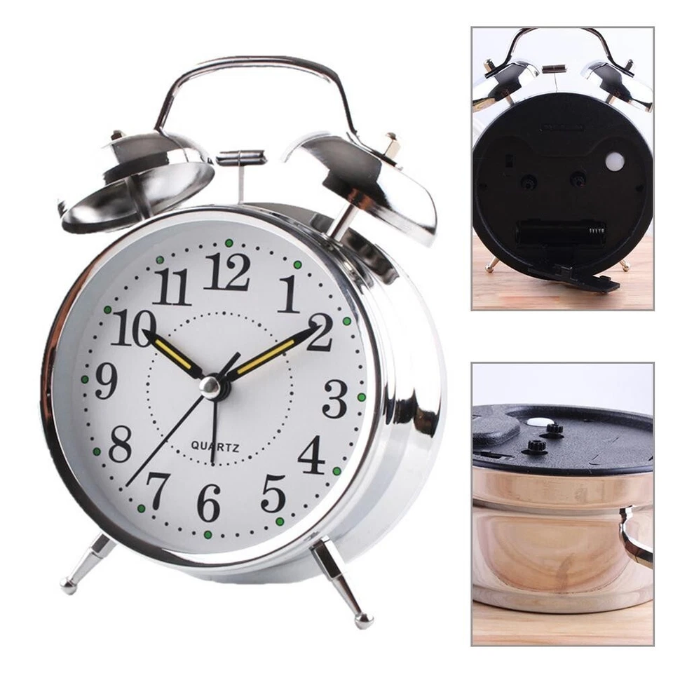 1 X para TRADICIONAL Y PARA CUERDA DURADERA Reloj Despertador Doble Campana con Cromo Foto 3 de 3
