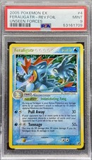 2005 POKEMON EX UNSEEN FORCES #4 FERALIGATR REVERSE FOIL PSA 9 MINT | CLEAN 👀