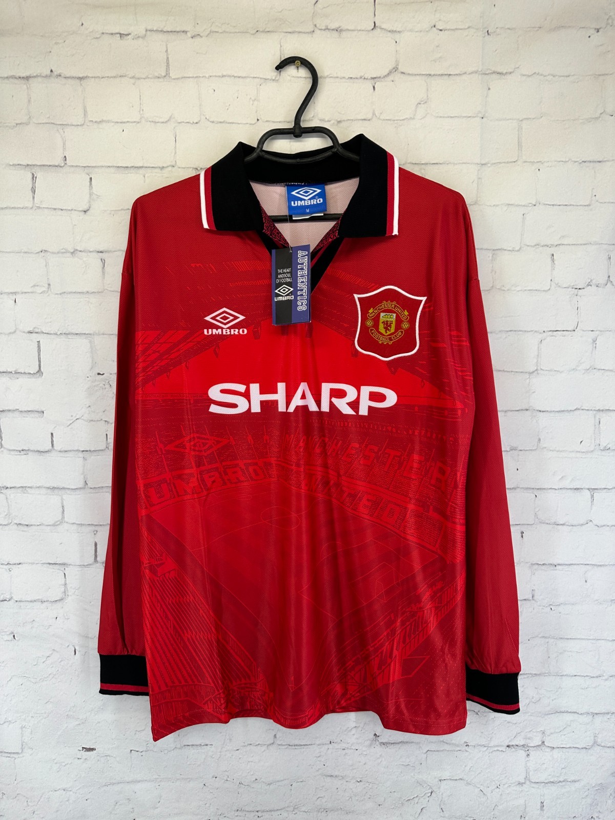 MANCHESTER UNITED 1994 1995 RETRO VINTAGE FOOTBALL SHIRT JERSEY L/S HOME SIZE M
