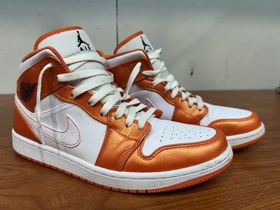 Air Jordan 1 Mid SE Electro Orange/White Leather Mid Top Men's 9.5 DM3531-800 JD