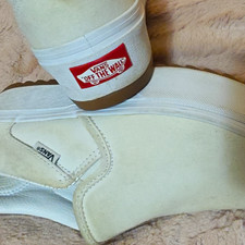 VANS Slip-On Women's Canvas Sneaker Beige Low Top Slip-On Rubber Sole