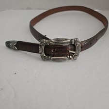 Vtg Brighton Belt Women's Size M Brown Leather Silver Tone Buckle 35209 READ
