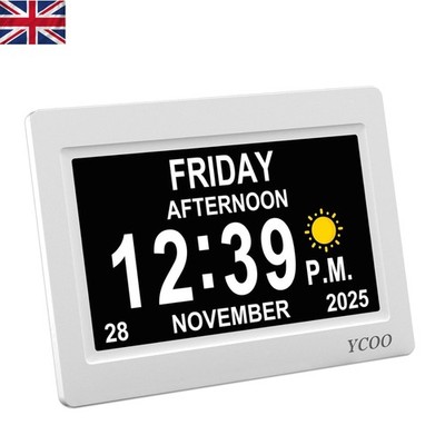 Demenzuhr - 7 Zoll großes Display, leicht ablesbare Digitaluhr mit Symbolen