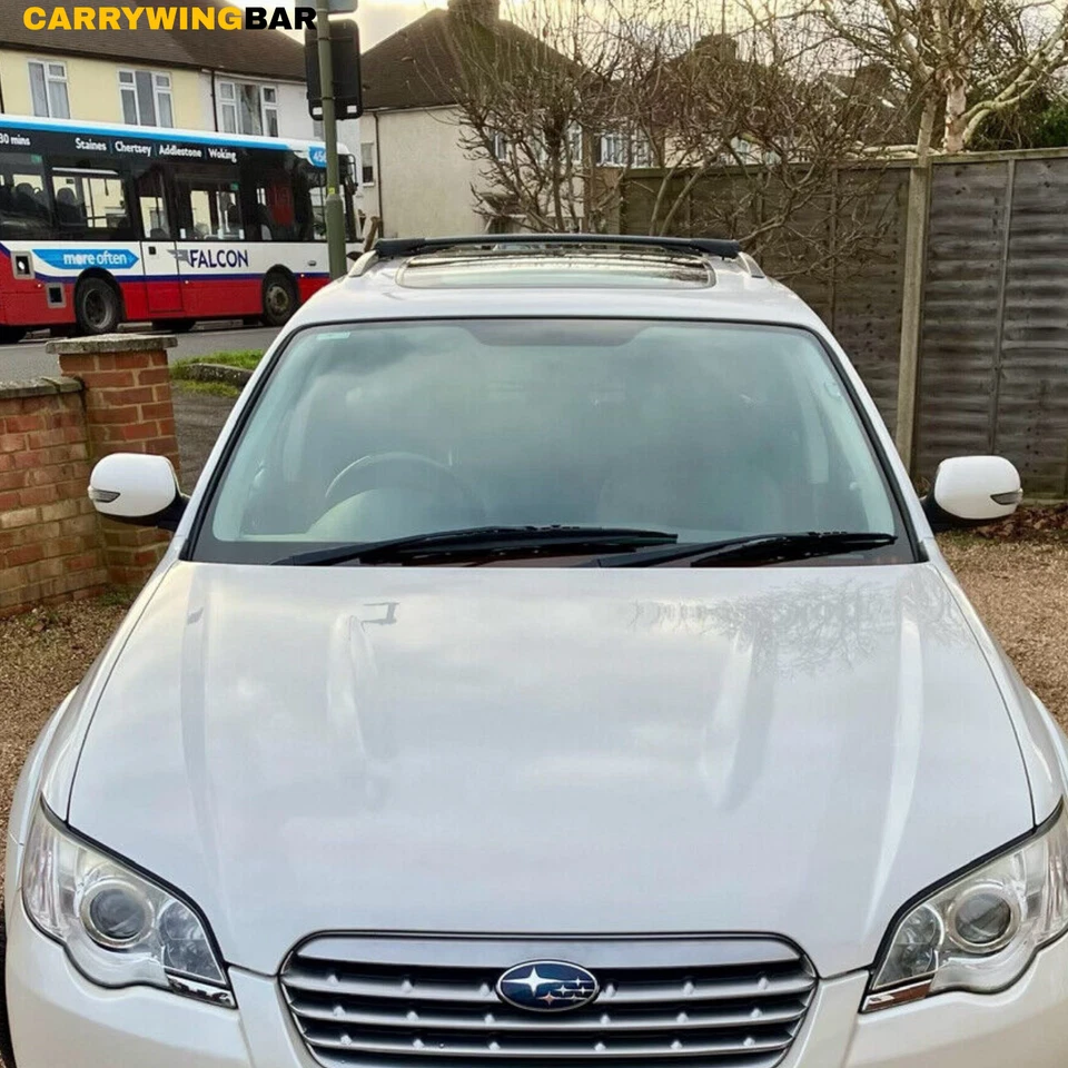 Barras transversales negras para Subaru Legacy Wagon 2003-2008 se adapta a rieles empotrados Foto 4 de 4