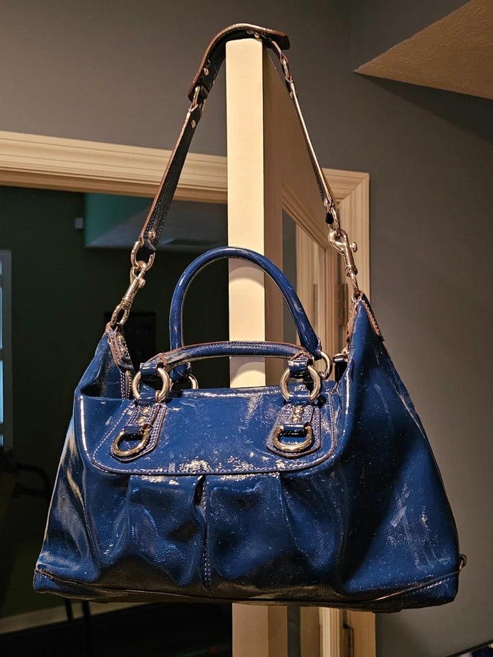 Bolso Bandolera Coach Ashley F15454 Azul Cobalto Charol Bolso de Hombro Foto 2 de 4