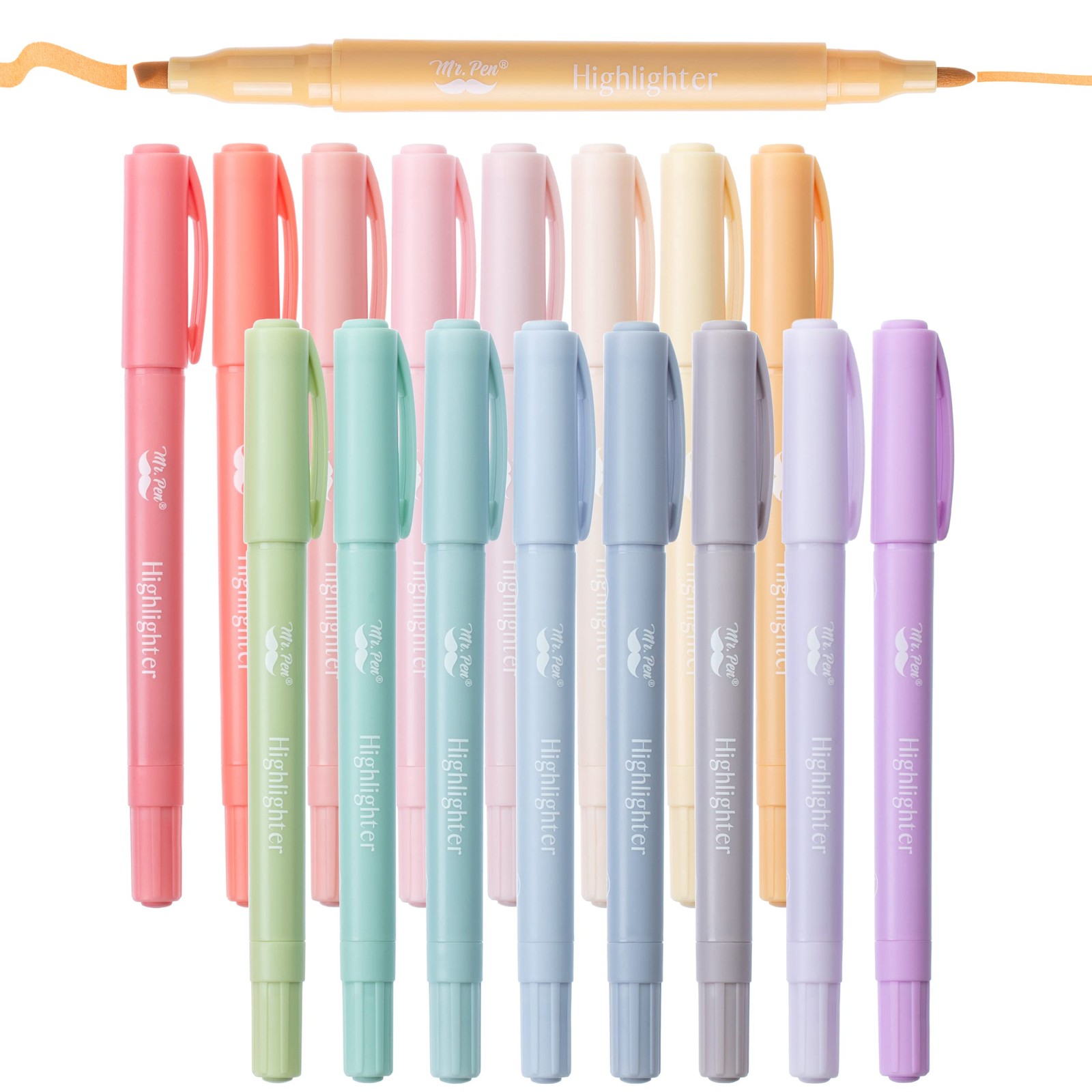 Mr. Pen- Dual Tip Highlighters, 16 Pack, Fine & 16 Morandi Colors 