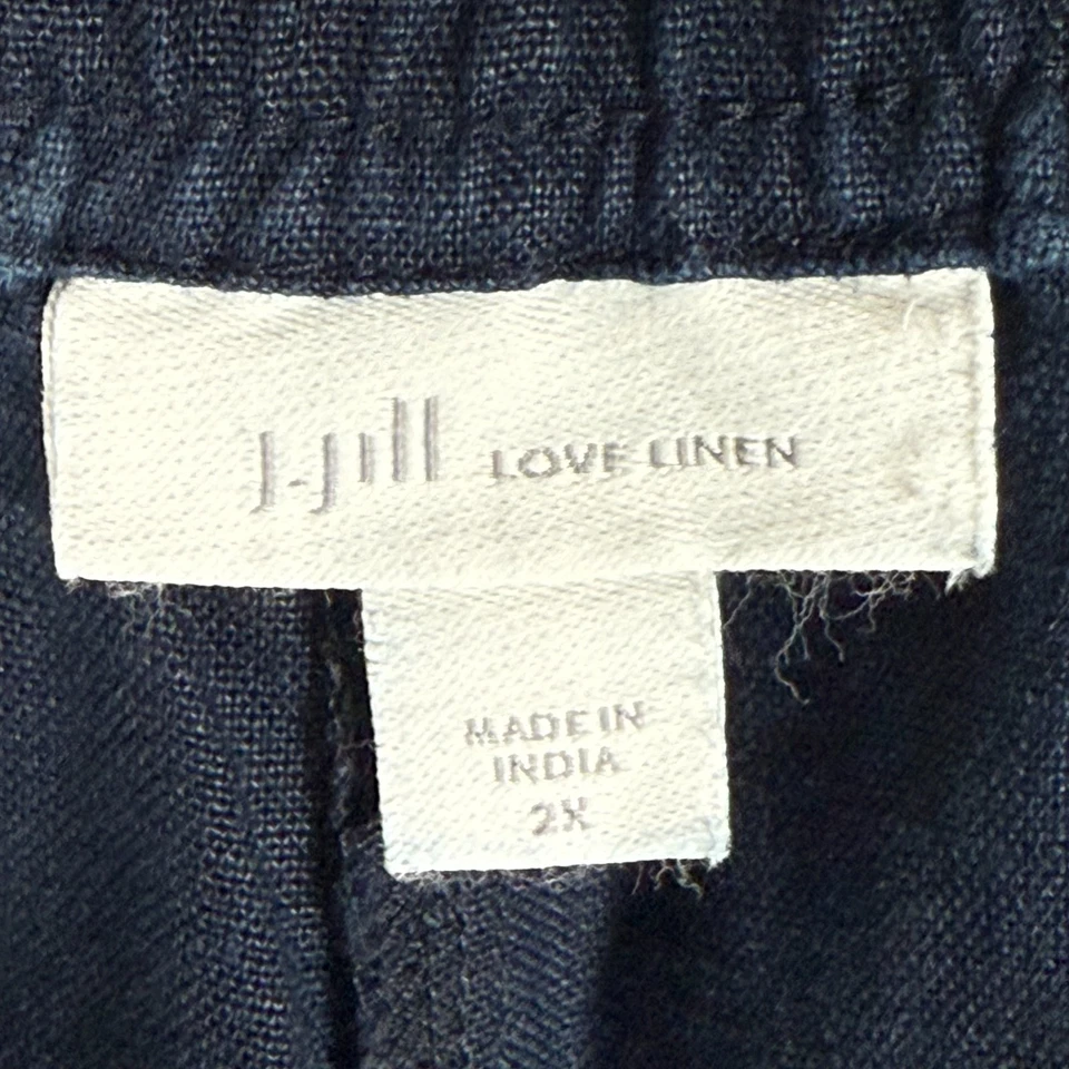 Pantalones Cortos J. Jill Love Lino -Lote de 2- Para Mujer 2x Azul + Negro Boho 8" Entrepierna W39" Foto 3 de 4