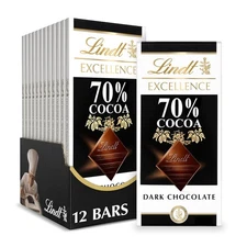 Lindt EXCELLENCE 70% Cocoa Dark Chocolate Bar, 3.5 oz. (12 pack)