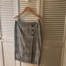 Talbots Women's Plaid Button-Detail Pencil Skirt Lined Size 6P