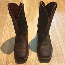 Ariat Brown Leather Western Boots Square Toe Pull-On 9 1/2 Mens