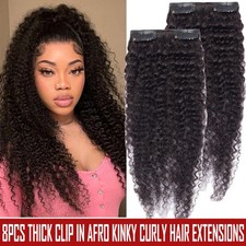 Double Weft Clip in Afro Curly Thick Full Head Virgin Remy Human Hair Extensions