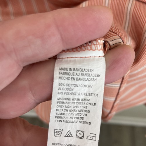 Van Heusen Shirt Mens 2XL XXL Coral Striped Short Sleeve Button Cotton Blend - Picture 4 of 12
