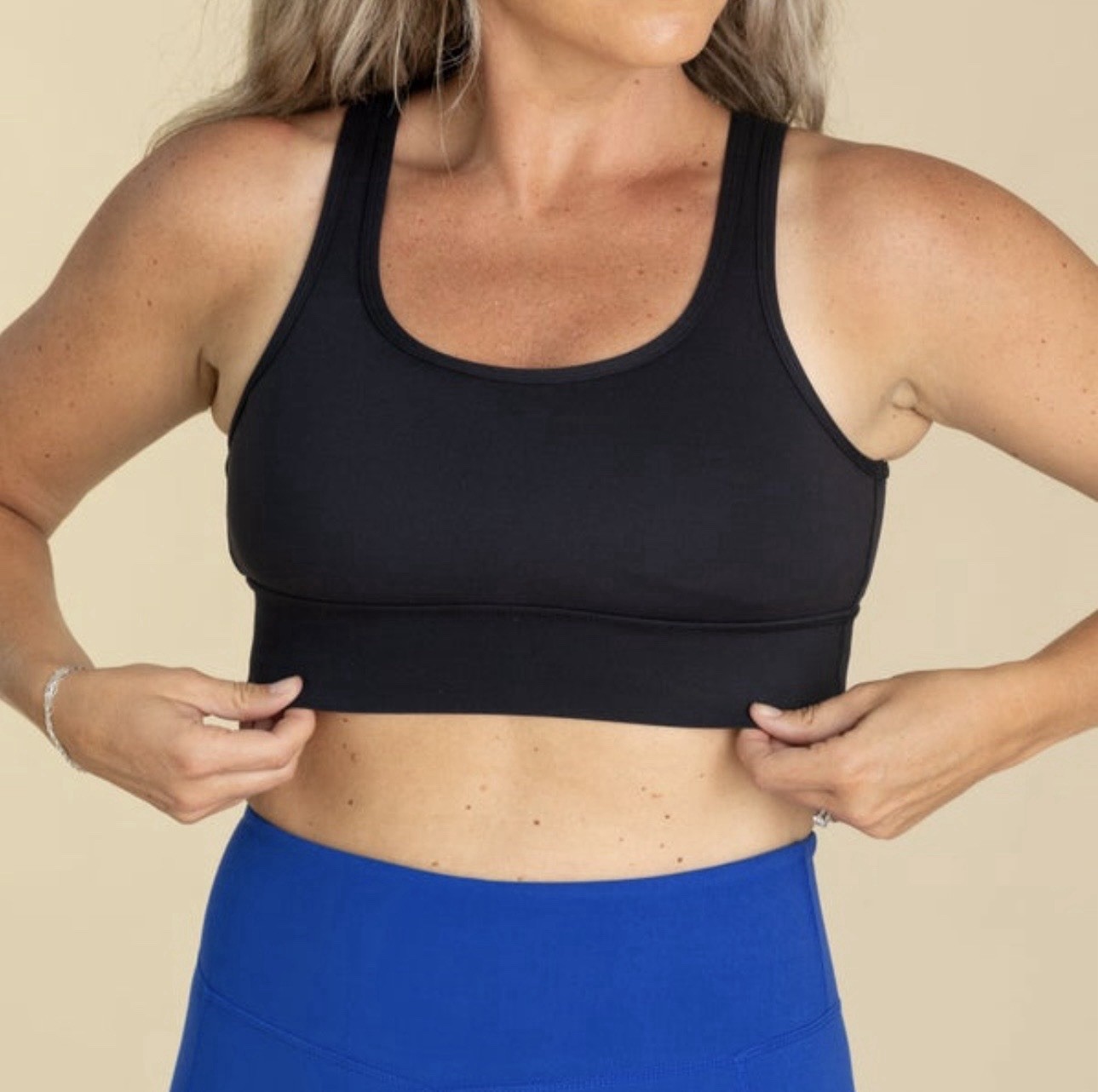 Sujetador deportivo de lycra Mono B negro grande nuevo con etiquetas