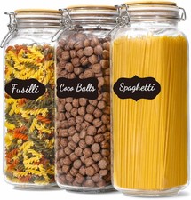 Taller  92oz Glass Jars with Airtight Lid, Large Glass Food Storage Jars, 3