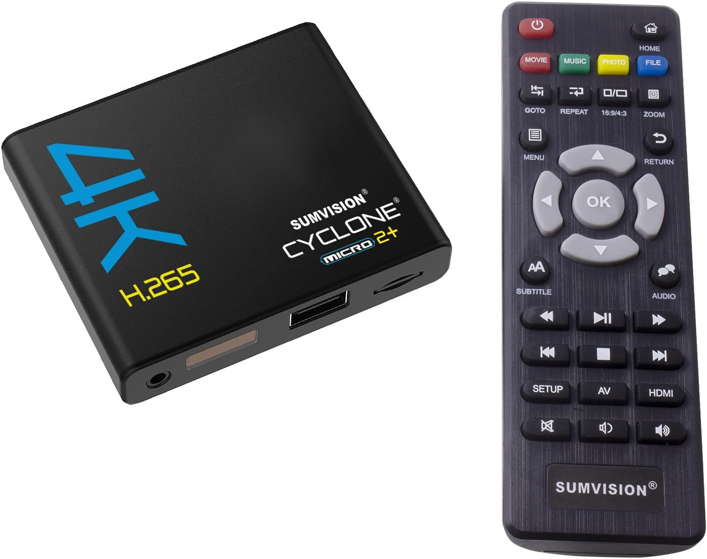 Sumvision Cyclone Micro 2+ 4K UHD MKV HDMI H.265 TV Media Player for Movies Musi