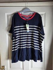 Joules Carley Stripe short sleeve t shirt navy blue uk size 26 NEW