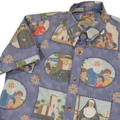 NWT Paradise Found Hawaiian Shirt Medium Saint Damien Mother Marianne Cope