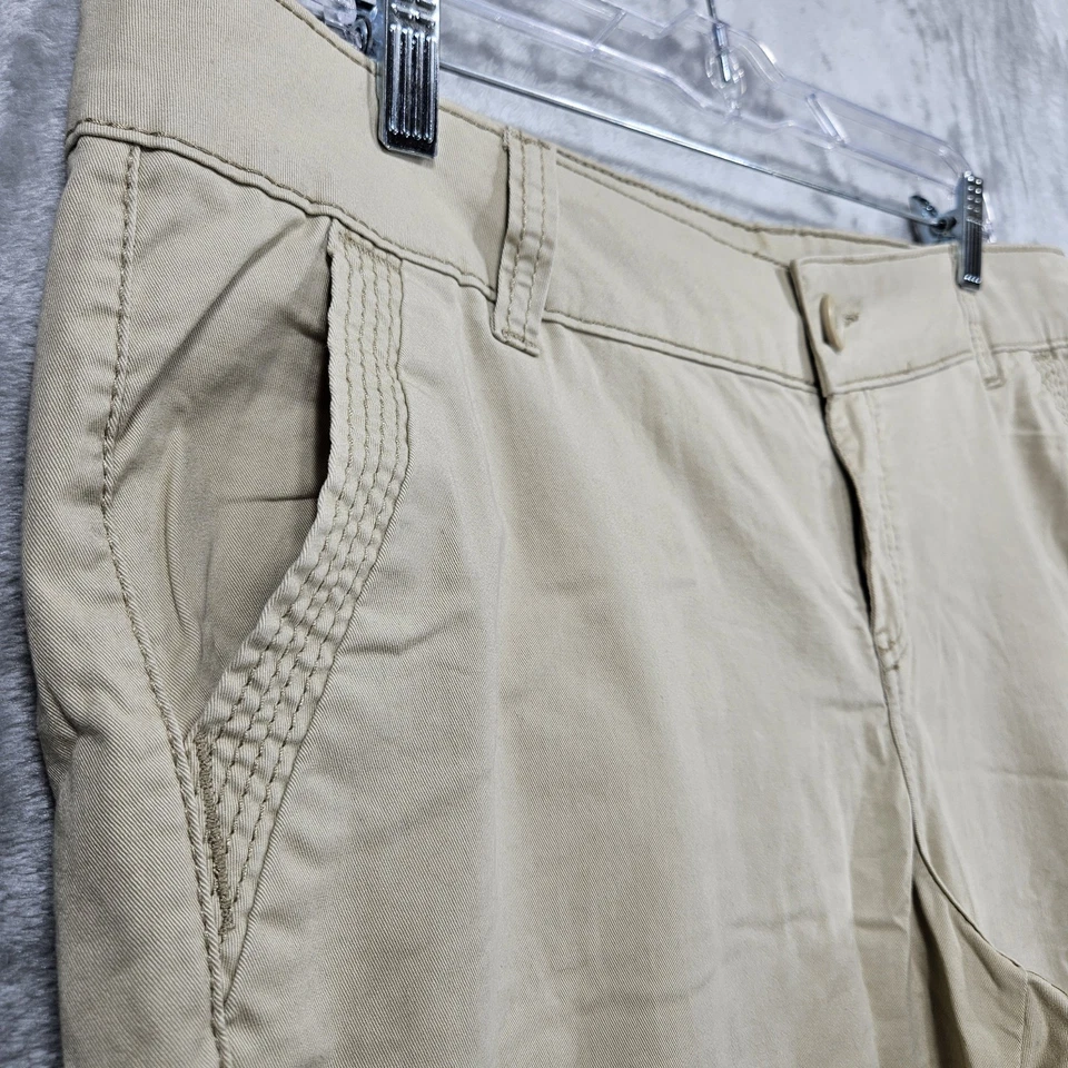 Pantalones Maurices Mujer Talla 13/14 Color Tostado Dos Bolsillos Delanteros Pierna Ancha Cremallera Botón Foto 3 de 4