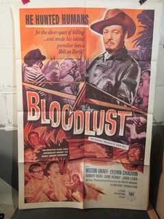 original 1961 BLOODLUST movie poster 27x41 1960s HORROR ROBERT REED 1st app