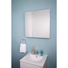 Medicine Cabinet 24" W x 24" H x 5" D Frameless Bi-View Surface-Mount, White