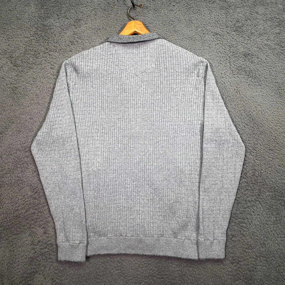 Robert Graham 男式羊毛混纺轰炸机夹克全拉链针织开衫纹理灰色 — 第 4/4 张图片