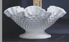 VTG. Fenton White Milk Glass Hobnail Ruffled Compote Bowl  — photo 4
