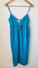 Urban Outfitters Renewal Linen Viscose Maxi Sun Dress Turquoise Size Small