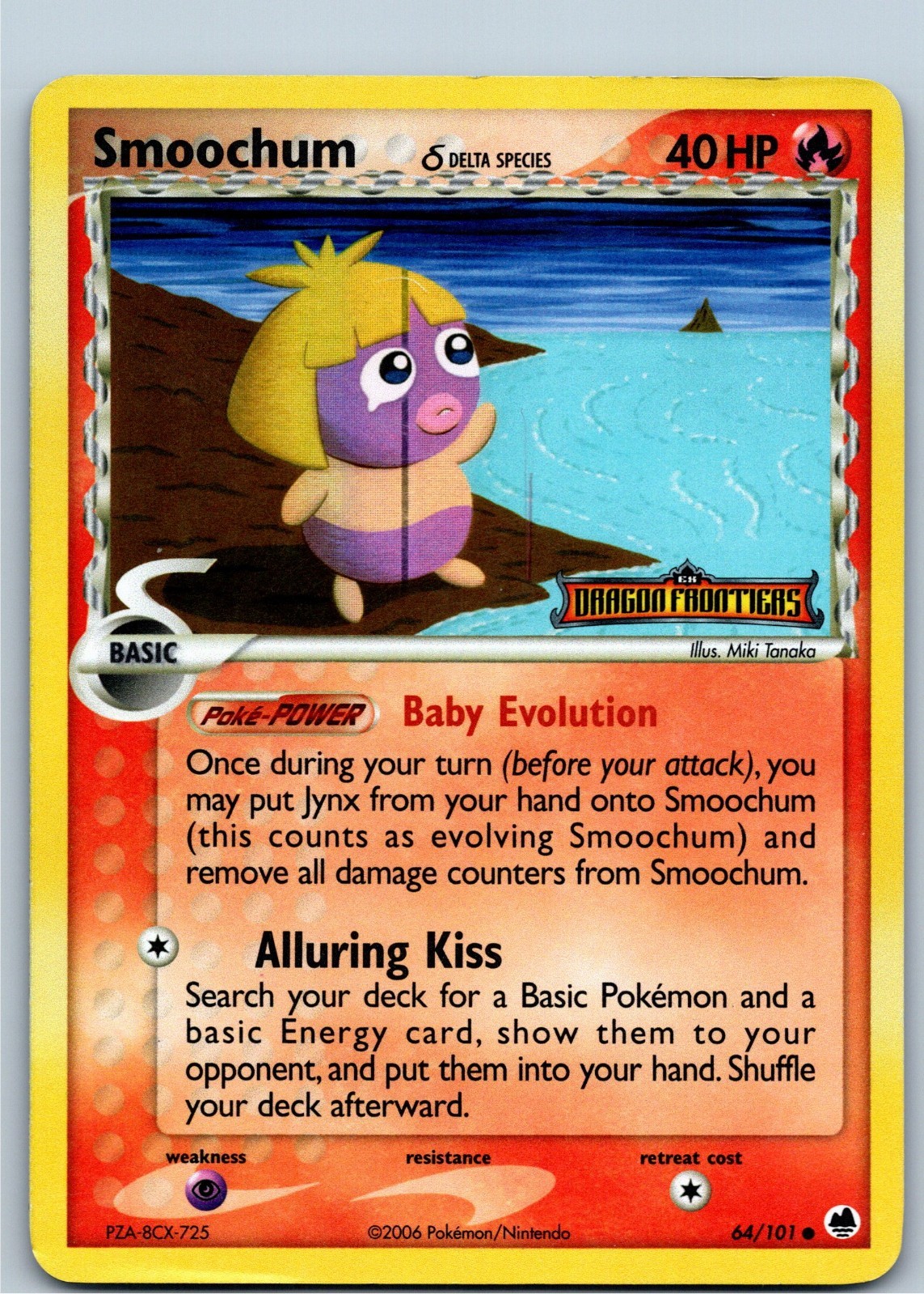 Pokemon Card - Smoochum Dragon Frontiers 64/101 Common Reverse Holo Stamped