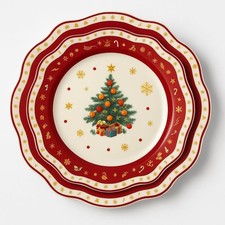 Cecaro Group – Servizio Piatti Natalizi 18 Pezzi - Albero di Natale - Rosso