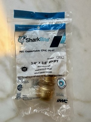 SharkBite Lead Free Brass Push-to-Connect 3/4 x 3/4 MNPT Male Adapter
