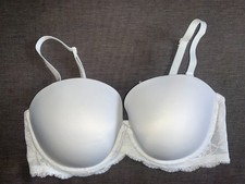 M&S Bra Push-Up Plunge Multiway Strapless U/W Padded Lace Trim 40C White BNWoT