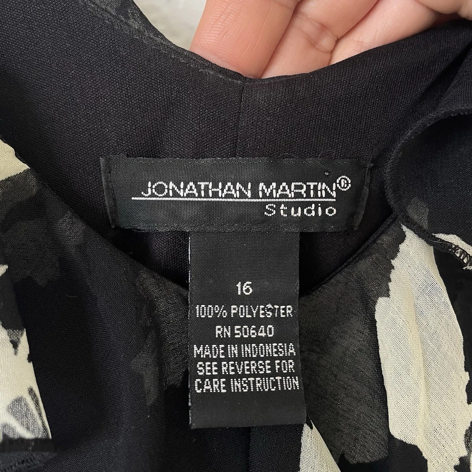 Vestido midi floral Jonathan Martin Studio Y2K años 90 talla 16 negro hada capricho Foto 3 de 4