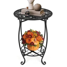 Metal Side Table 18inch Round End Outdoor Patio Bistro Weather Resistant