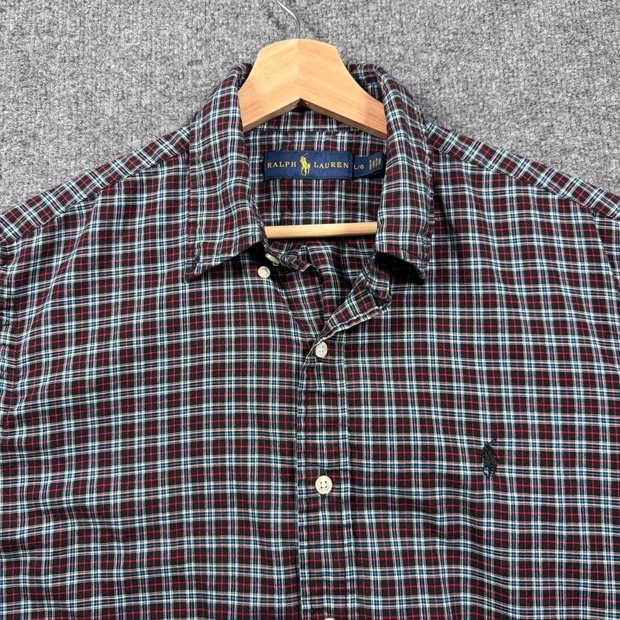 Ralph Lauren Button Down Shirt Mens Large Multicolor Plaid Long Sleeve Cotton image 4