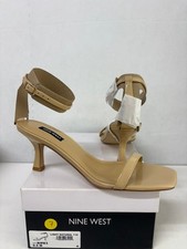 Nine West Womens Light Natural Ripe Square Toe Kitten Heel Dress Sandals Sz 9.5M