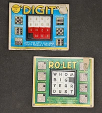 VTG Tile Sliding Puzzles (2) The ROALEX Company Original Cards 'RO-LET'  'DIGIT'