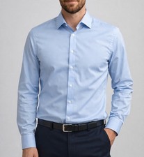 Crown  Ivy Men's L Blue Long Sleeve Button Up Dress Shirt Size 16 16.5 34/35