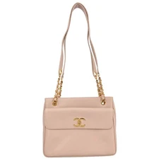 Chanel Light Pink Calfskin Tote Shoulder Bag 115661
