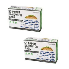 Lunchskins Recyclable Paper Sandwich Bags, 100 Count, Shark, 2 Pack